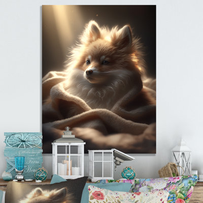 " Cute Puppy in The Morning Sun III " Mixed Media Print