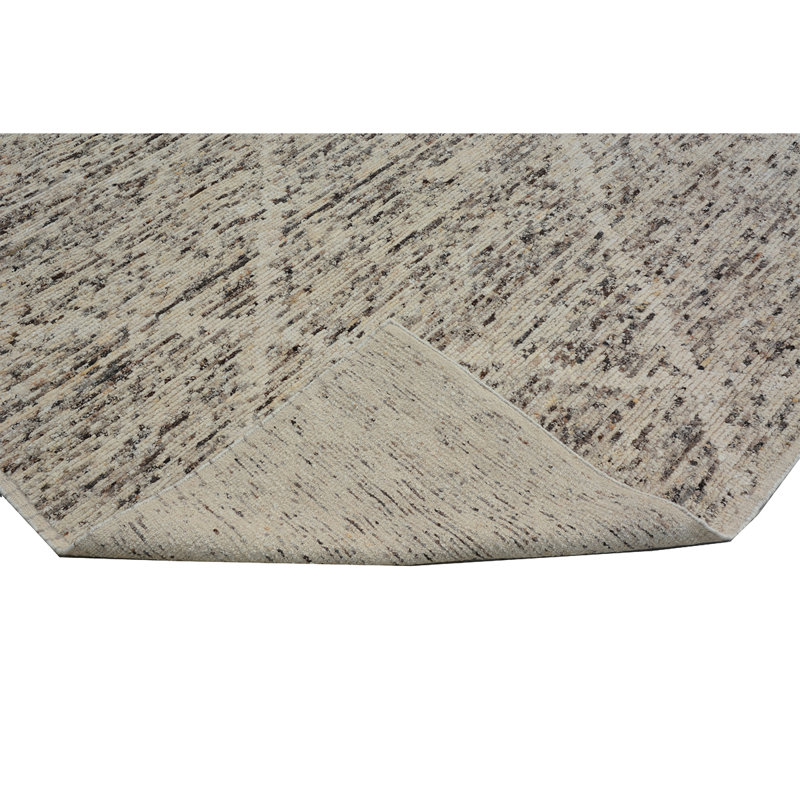 Wool Geometric Area Rug in Beige/Brown/Natural, Rectangle 10' x 14'