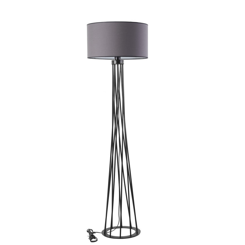 Lampe sur pied industrielle, gris foncé, 63,0 pouces de hauteur | Fabrication 100% métal, diamètre de l'abat-jour: 17,7 po, hauteur: 11,8 po | Douille E27, 40 W maximum | Design moderne et uni, parfait pour le salon et le bureau