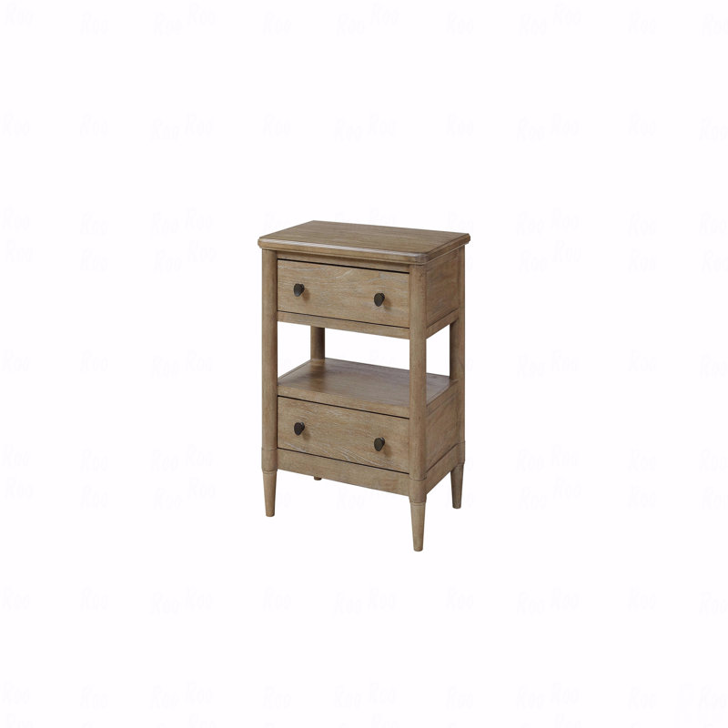 Table de chevet ouverte finition sable avec 2 tiroirs, Sable