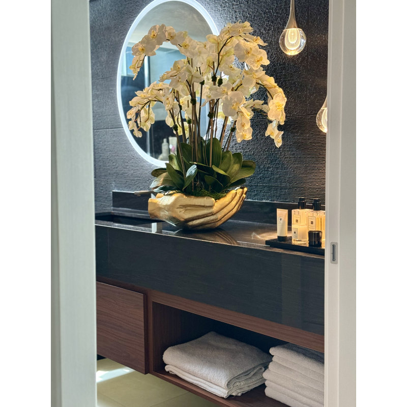 Orchid Arrangement in Vase, Gold