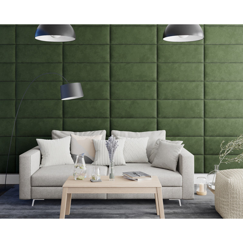 Kadari 30 cm x 75 cm Peel and Stick Upholstered Wall Paneling in Forest Green
