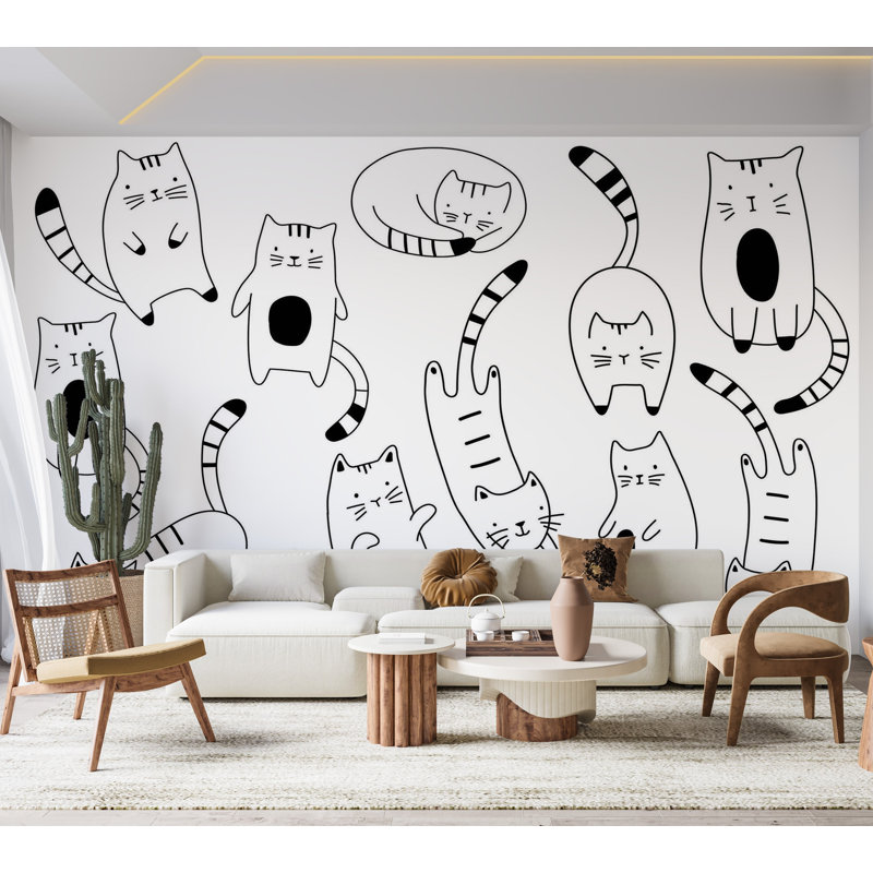 Papier peint de qualité supérieure - Chats mignons, L 144 po x l 210 po