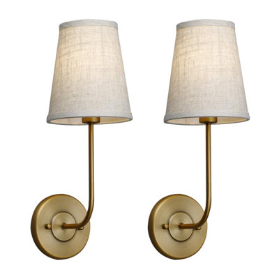2-light Linen Fabric Shade Wall Sconce