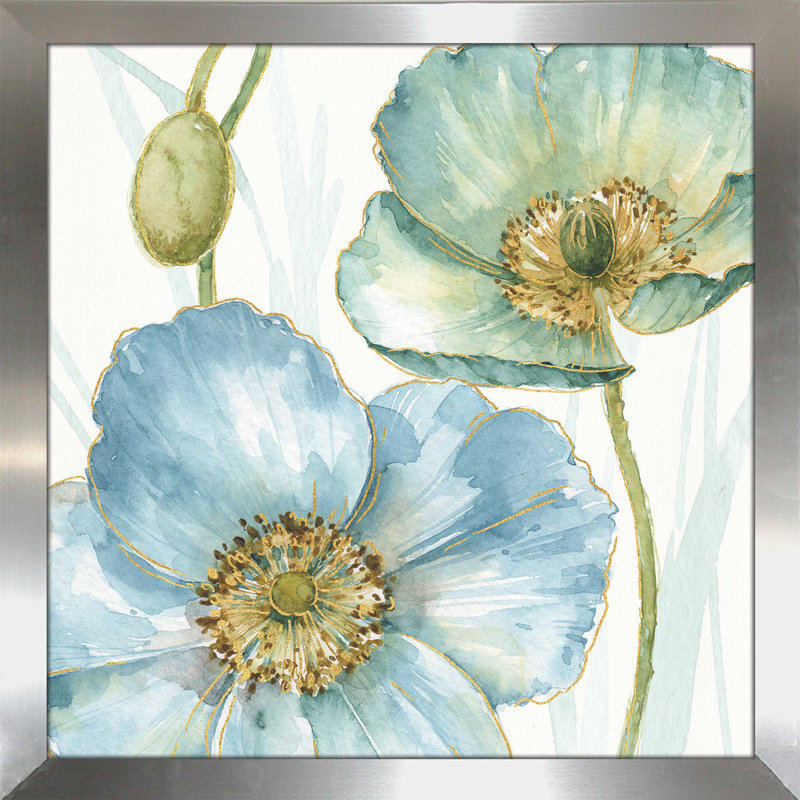 «My Greenhouse Flowers II», reproduction de peinture à l'aquarelle, H 25,5 po x l 25,5 po x P 1 po, Encadrement argenté
