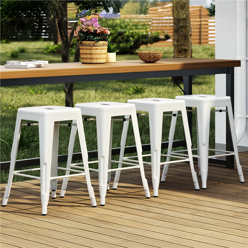 Winfred 30" Bar Stool, White, Counter Stool (24” Seat Height)