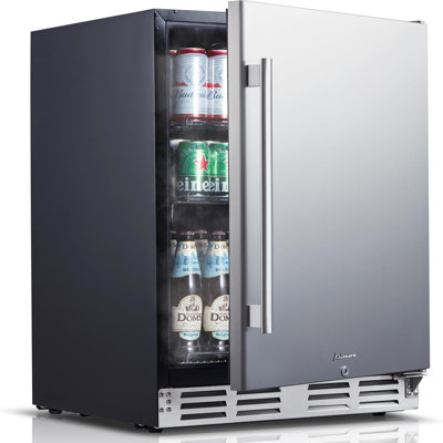 Réfrigérateur à boissons en acier inoxydable de 24 pouces Kalamera, refroidisseur de boissons sous le comptoir pour 154 canettes, plage de température de 32 à 41 ℉
