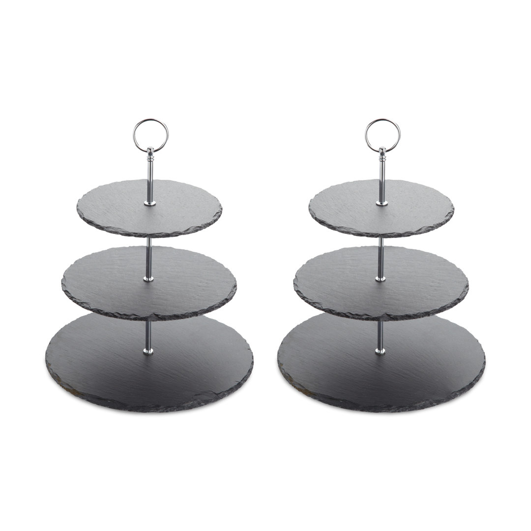Artesà Three Tier Slate Serving Stand, 28.5X34.5Cm, Gift Boxed, Set Of 2