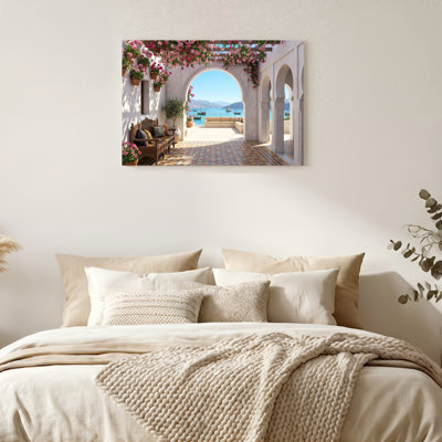 «Gallery Wrap», art mural sur toile pour le salon, la chambre à coucher, le bureau ou le vestibule - décoration murale décorative avec arche méditerranéenne