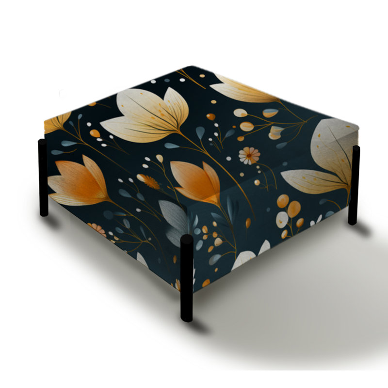 Scandinavian Botanical Collage III - Grand repose-pieds carré botanique