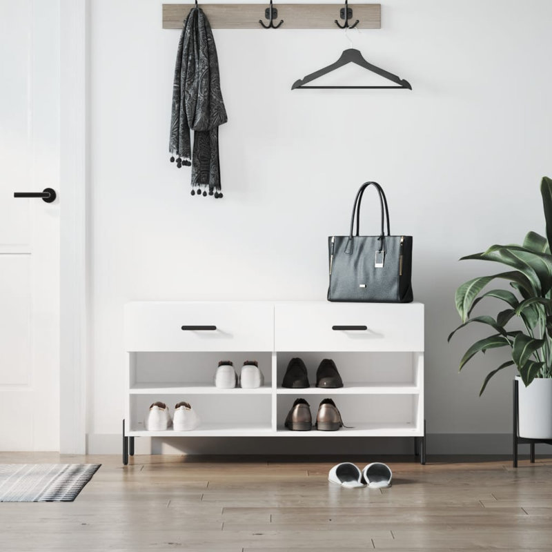 8 Pair Shoe Storage Bench, White