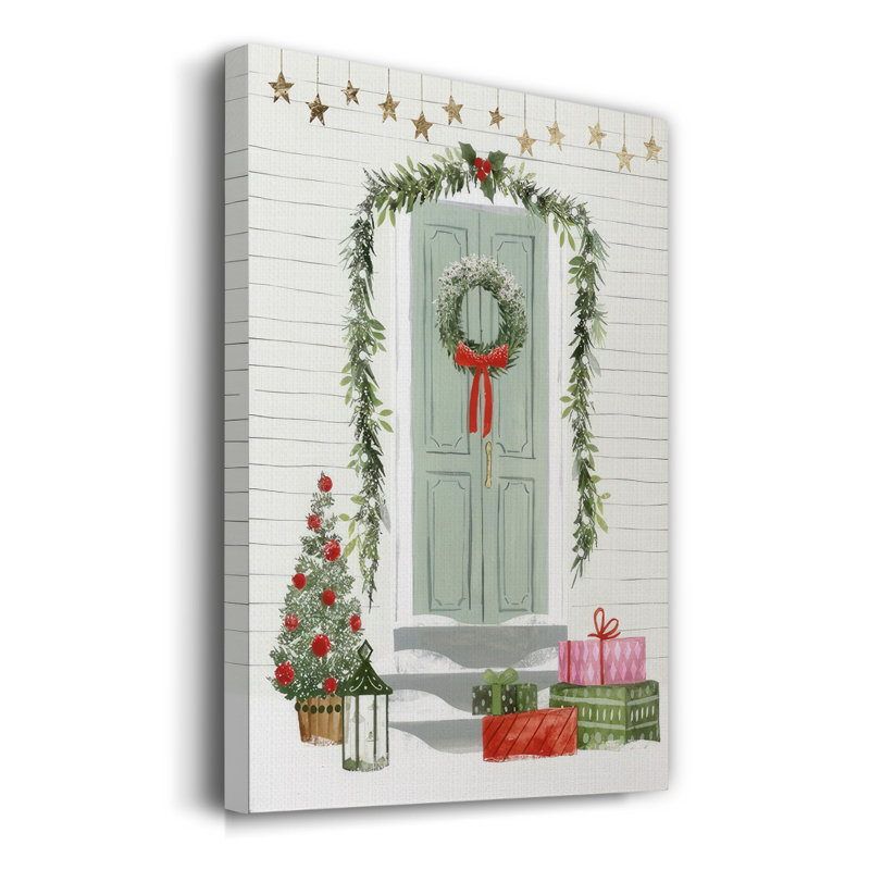 Porte d'entrée festive I sur toile, H 18 po x l 12 po x P 1,5 po