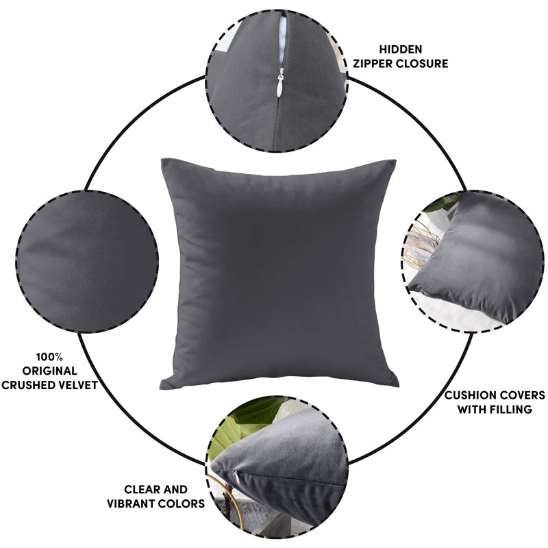 Eva-Sophia Square Cushion, Charcoal