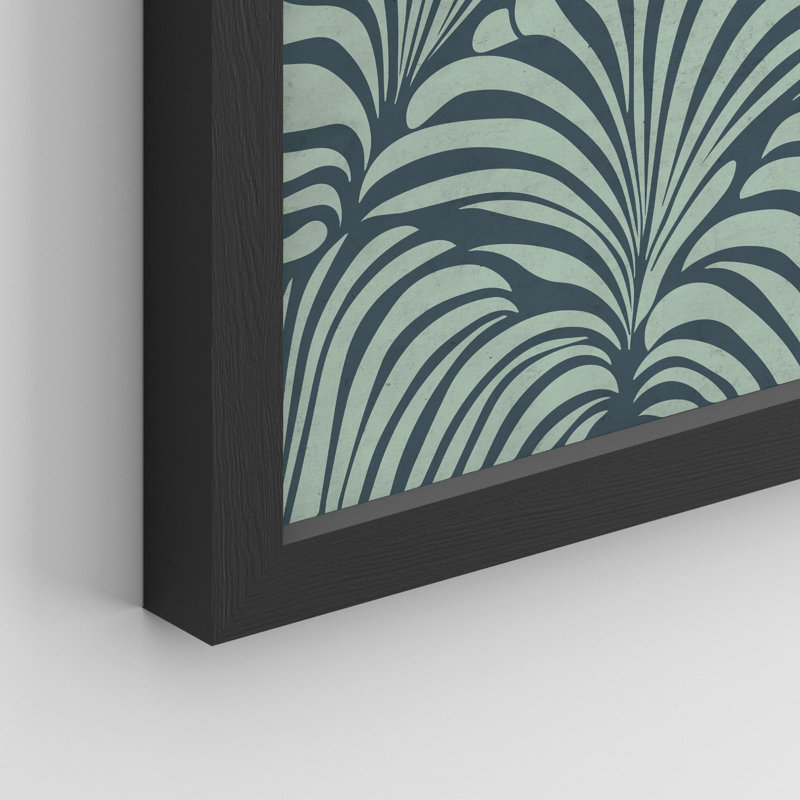 Motif botanique abstrait bleu sarcelle et gris, art moderne pour la chambre à coucher, H 10 po x l 8 po, Noir