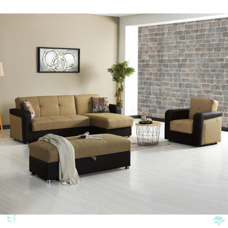 Primenest Nimbusflow Collection Upholstered Convertible Loveseat With Storage