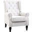 Élégant fauteuil, blanc crème, rehausse l'esthétique de la pièce - Fauteuil à boutons de couleur, pieds carrés, pour la vie