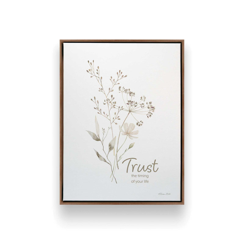 «Trust the Timing» par Susan Ball, reproduction d'art, L 12 po x H 16 po, Brun, Toile avec cadre