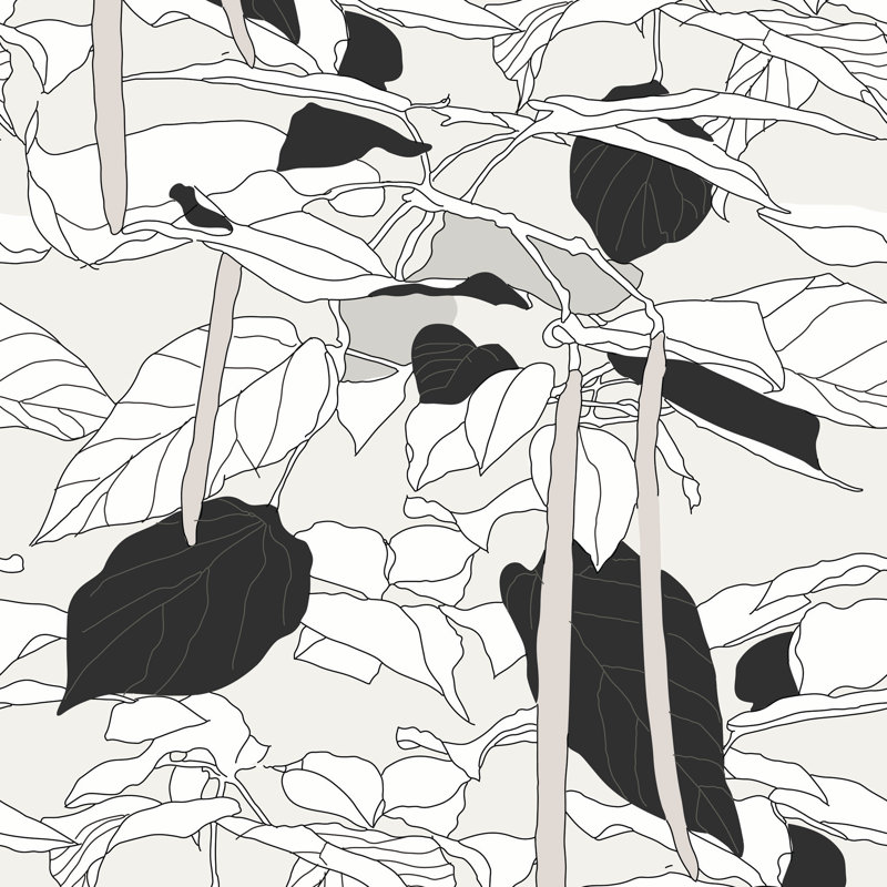 Canopy Sketch Floral Wallpaper, Non-Pasted, Silhouette Silk Floral, Paper