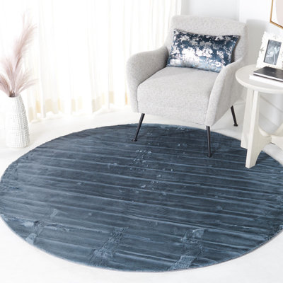 Faux Rabbit Fur Performance Machine Washable Solid Color Rug