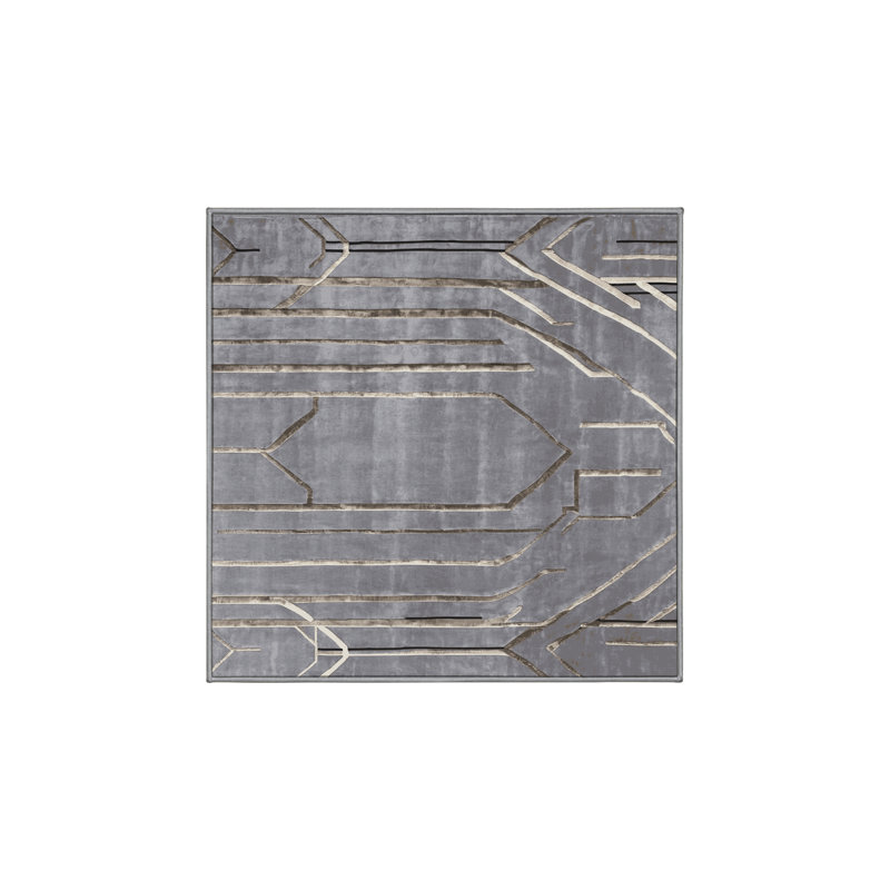 Tapis gris lavable à la machine, Carré 3 pi