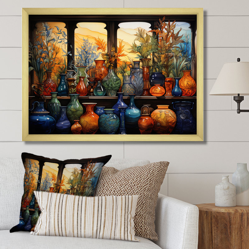" Islam Art Islamic Pottery II ", 24" H x 32" W x 1" D, Gold Single Picture Framed