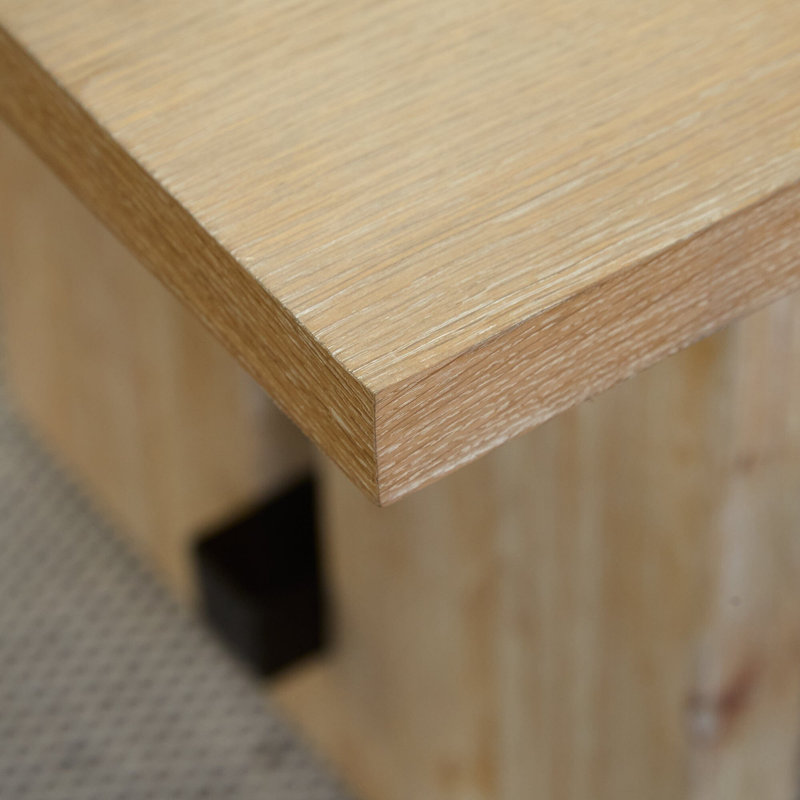 Solid Wood Base Dining Table, Whitewash Oak