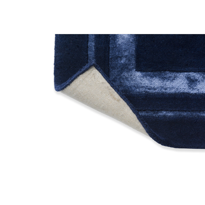 Hand-Tufted Blue Wool and Viscose Rectangular Rug 5'6" x 7'9"