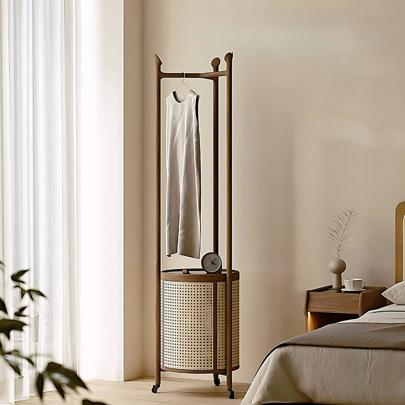Solid Walnut Coat Rack And Laundry Hamper