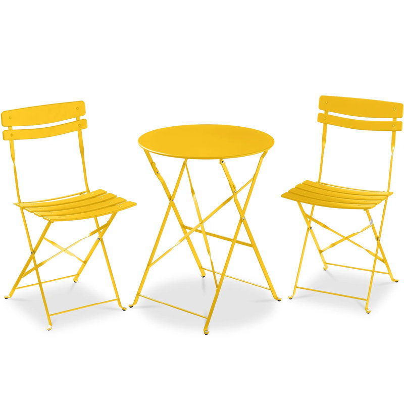 Folding Patio Bistro Set, Yellow
