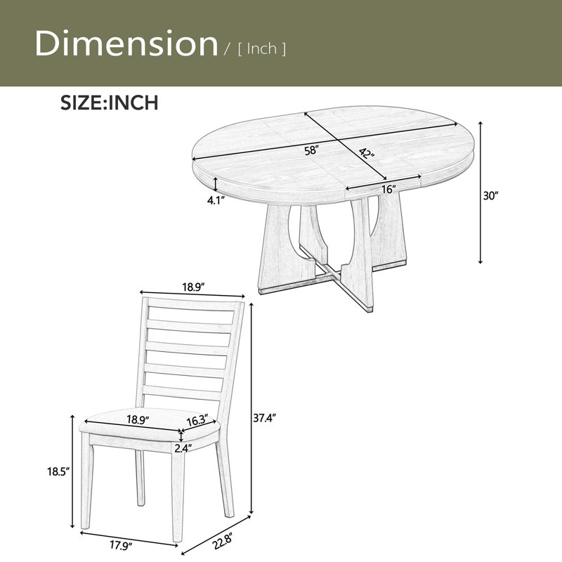 Table de salle à manger ronde pour 4 avec chaises, ensemble de table de salle à manger extensible avec rallonge centrale amovible de 16 po, ensemble de table de salle à manger rétro 5 pièces à motif géométrique unique pour la cuisine