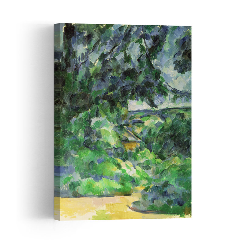 " Blue Landscape, C.1903 Contemporary Tree Architecture Wall Art Print " by Paul Cezanne, H 48 po x l 32 po