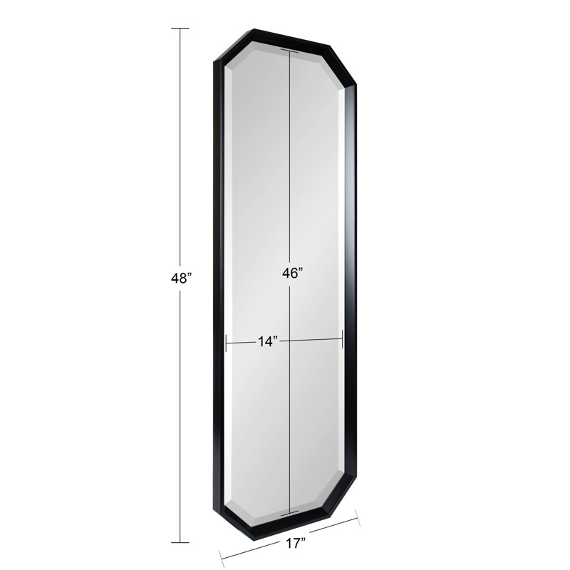 Black Octagon Full Length Wall Mirror with Beveled Edge
