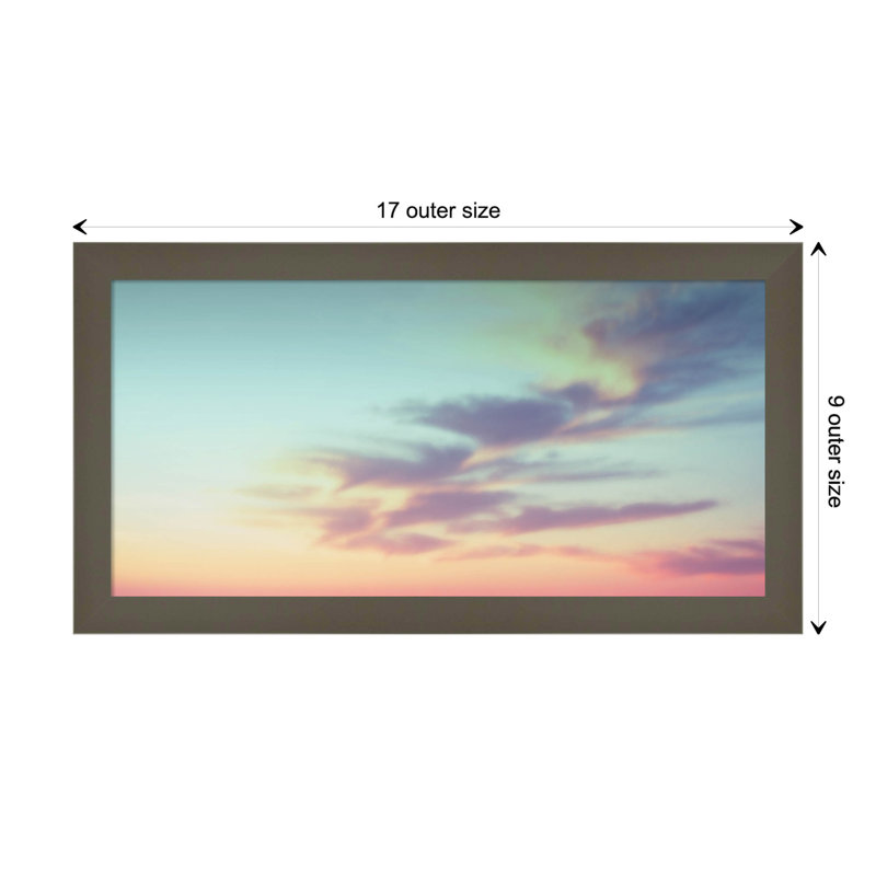 Ethereal Sunset On The Beach Sky Landscape by Stephanie Klatt, 17" W x 9" H x 1" D, Gray Framed