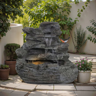 Pedestal Fountain with Lights