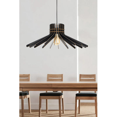 Élégant lustre Boomerang, finition noire, 23,6 po x 23,2 po | Câble réglable, corps en panneau de fibres à densité moyenne, douille E27 (40 W maximum) | Parfait pour les salles à manger et les espaces de vie modernes, sa conception accrocheuse et son installation facile