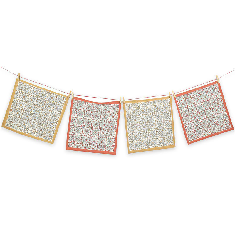 Ensemble de 4 serviettes en coton LILY, Orange/Yellow
