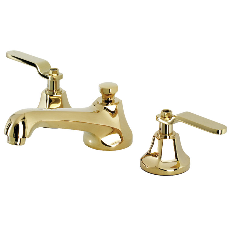 Robinet de salle de bain espacé Kingston, Laiton poli, Levier