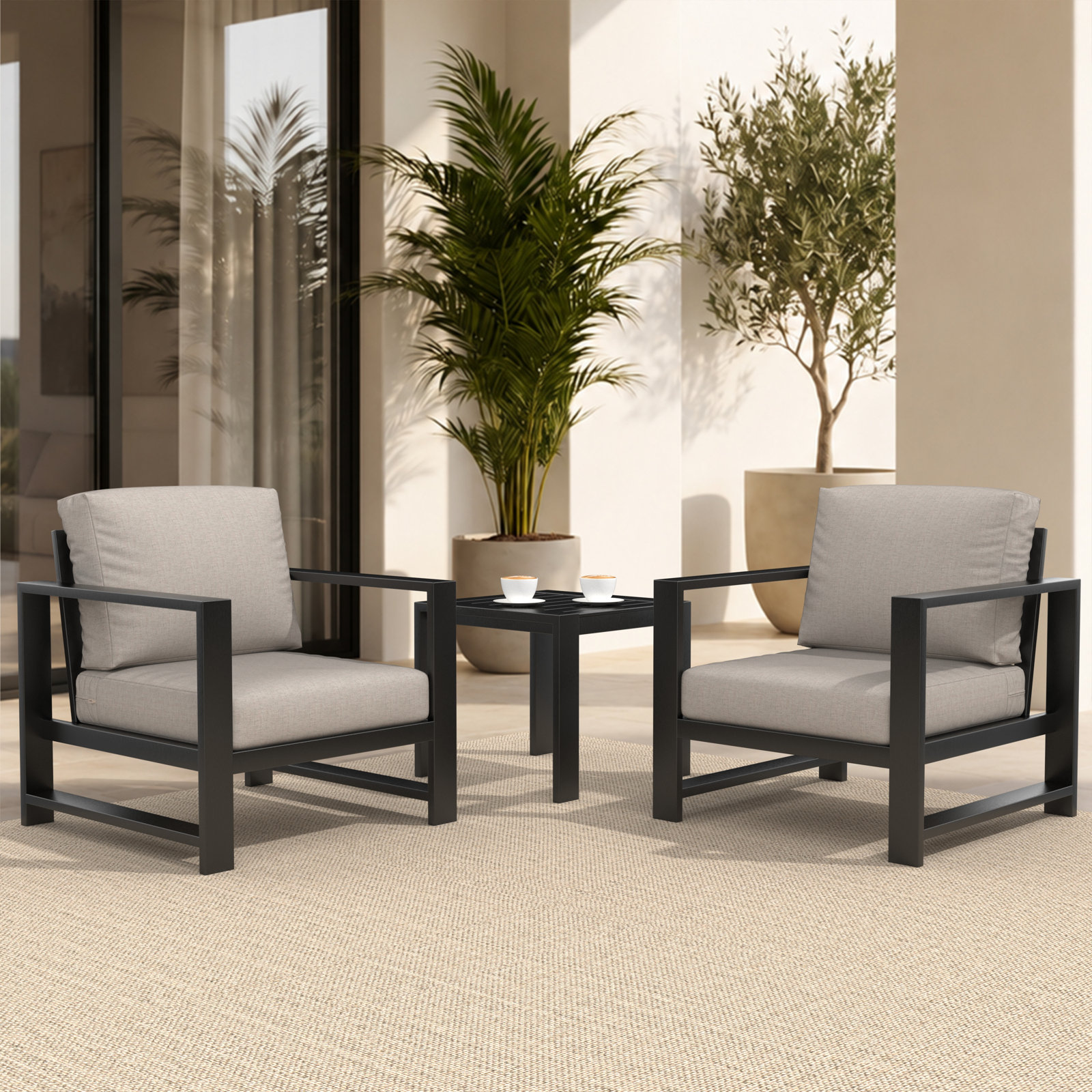 Dulcie 2-Person Sunbrella® Patio Seating Group, Cast Silver Sunbrella®