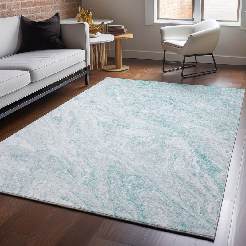 Premium Machine Washable Cerrito Teal Rug, Rectangle 8' x 10'