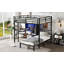 Full XL Over Twin Metal Bunk Bed With Folding Desk, Closet With LED