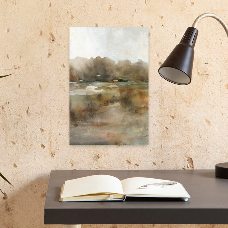 Art mural de paysage contemporain contemporain abstrait subtil, H 18 po x l 12 po