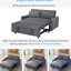 Lit convertible gris foncé avec 3 angles réglables, 56,55 po, dossier à 2 places en port, ports-65319602