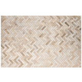 Estrella Cowhide Geometric Area Rug in Cream