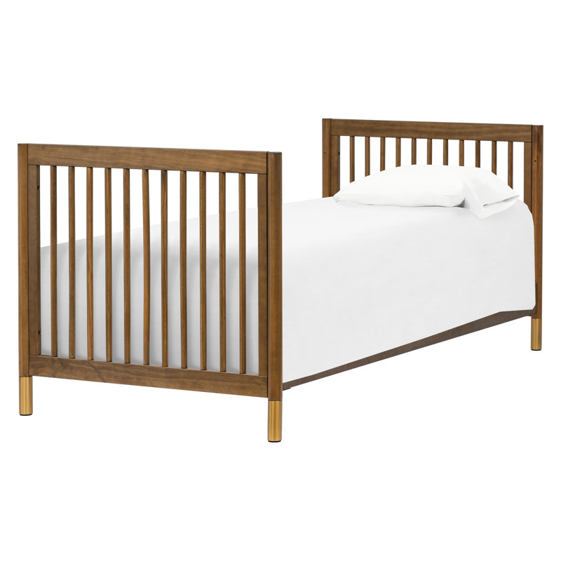 Gelato 4-in-1 Mini Convertible Crib, Natural Walnut/Gold