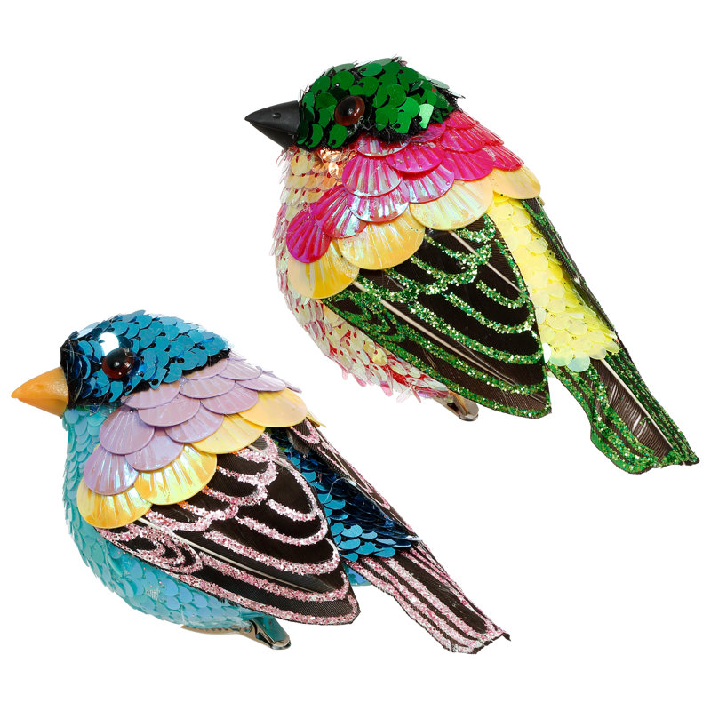 Sequined Bird, Small, 4 X 3 Inches