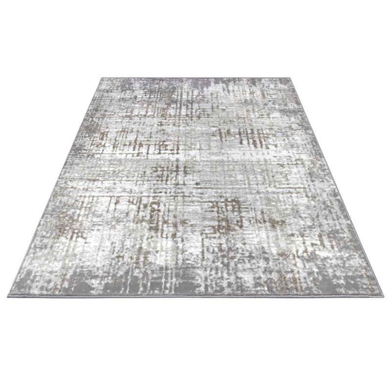 Shine Cream/Grey Rug, Rectangular 57 x 90cm