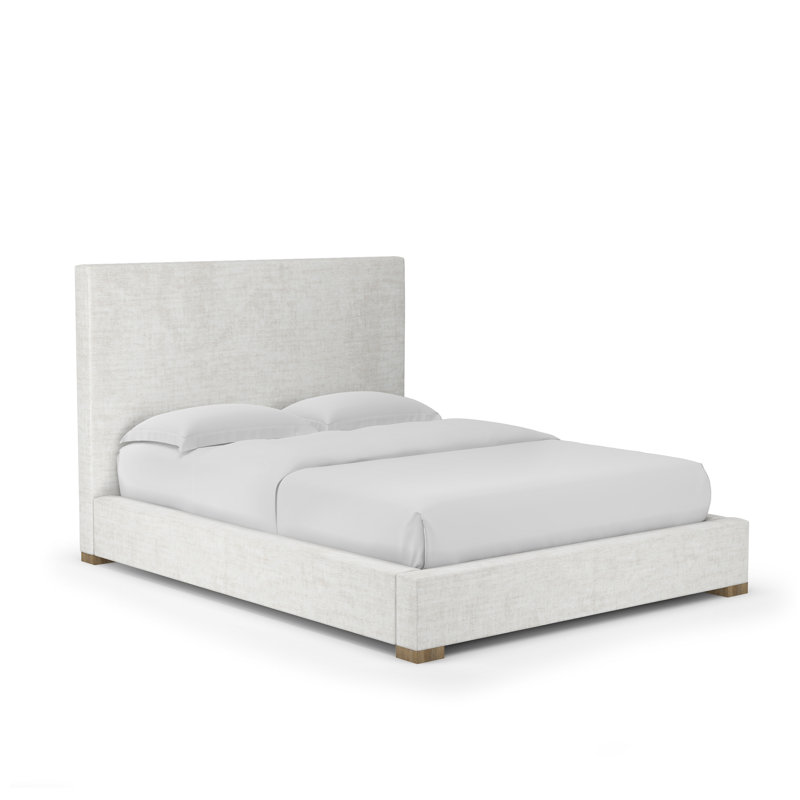 Sloan Upholstered Bed, King, Crushed Velvet Alabaster, Weathered