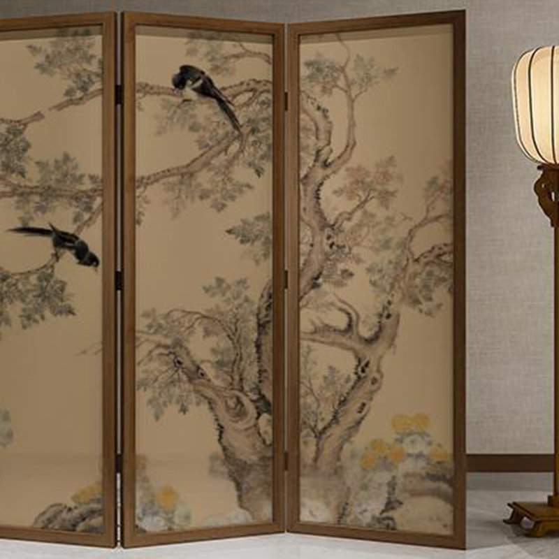 Paravent de style rétro, H 70,86 po x L 118,11 po