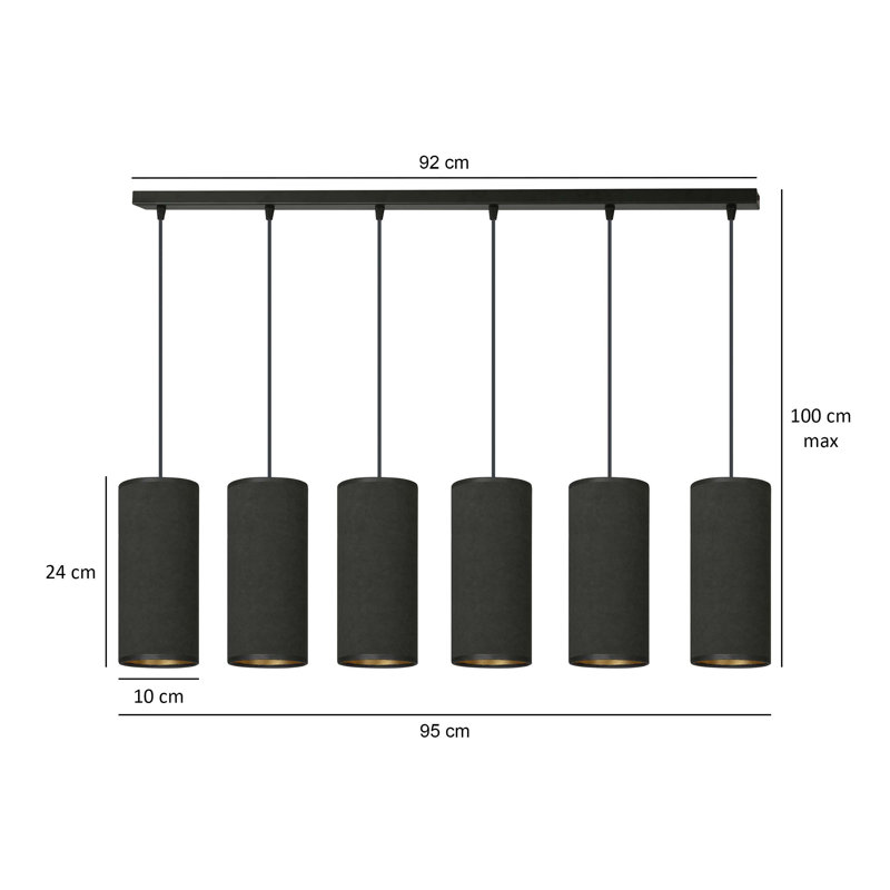 Ealidh 6 - Light Steel Kitchen Island Pendant, Black