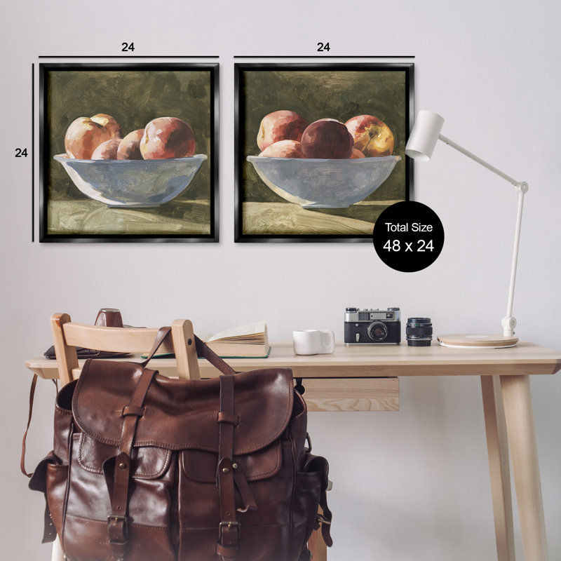 «Bowls of Apples», ensemble de 2 toiles flottantes encadrées par Emma Caroline, Cadre flottant noir de jais